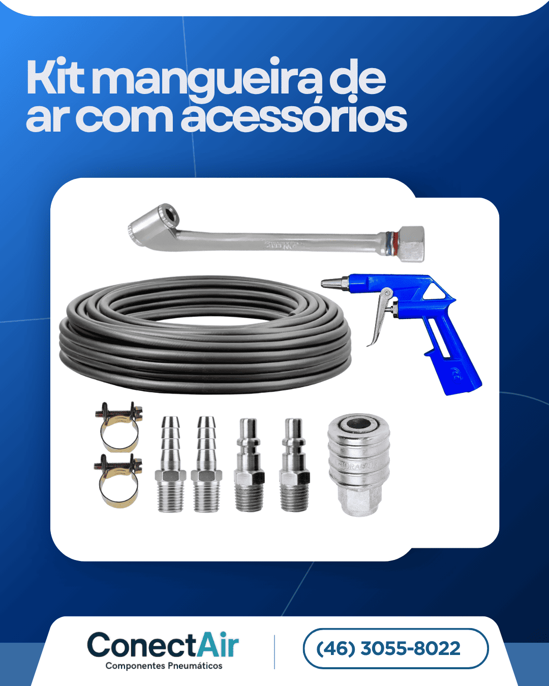 Kit mangueira de ar com acessórios